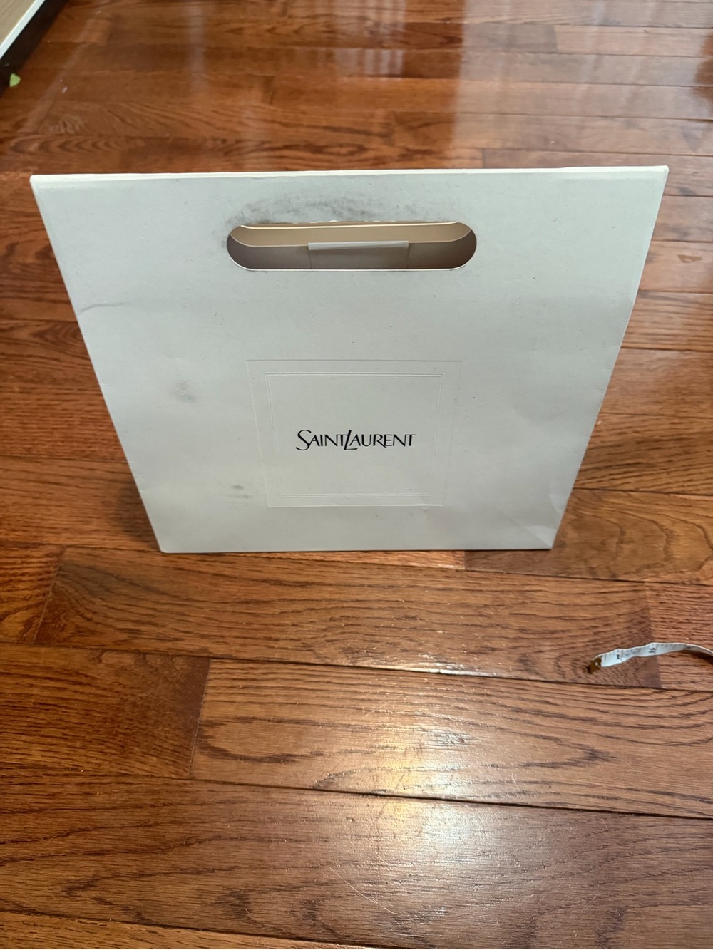 Saint Laurent White Shopper Paper Bag with Cutout Handle